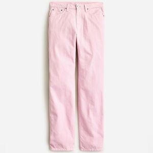 J. Crew Size 26 Garment Dyed Slouchy Straight Jean Mid Rise Pink inseam 26” crop